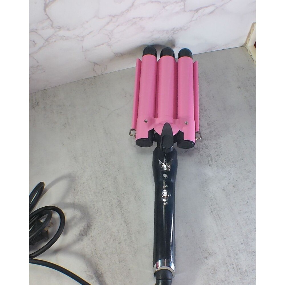 3 Barrel Curling Iron Wave Maker Hair Crimper Pink Black Dual Voltage